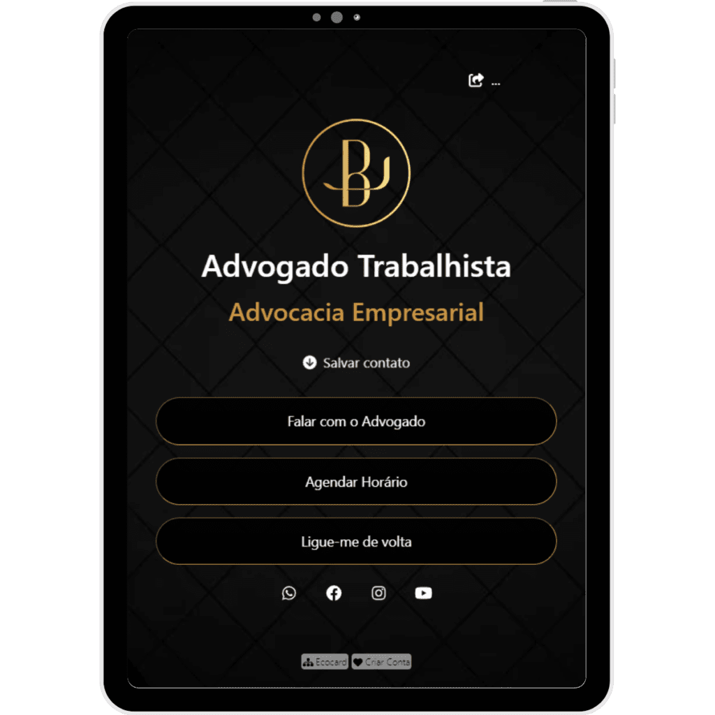 Cartão de Visita Digital Mod. 552 1 advogado trabalhista 552