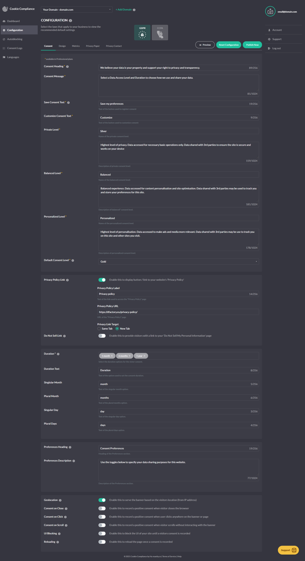 Cookie Notice & Compliance for GDPR / CCPA